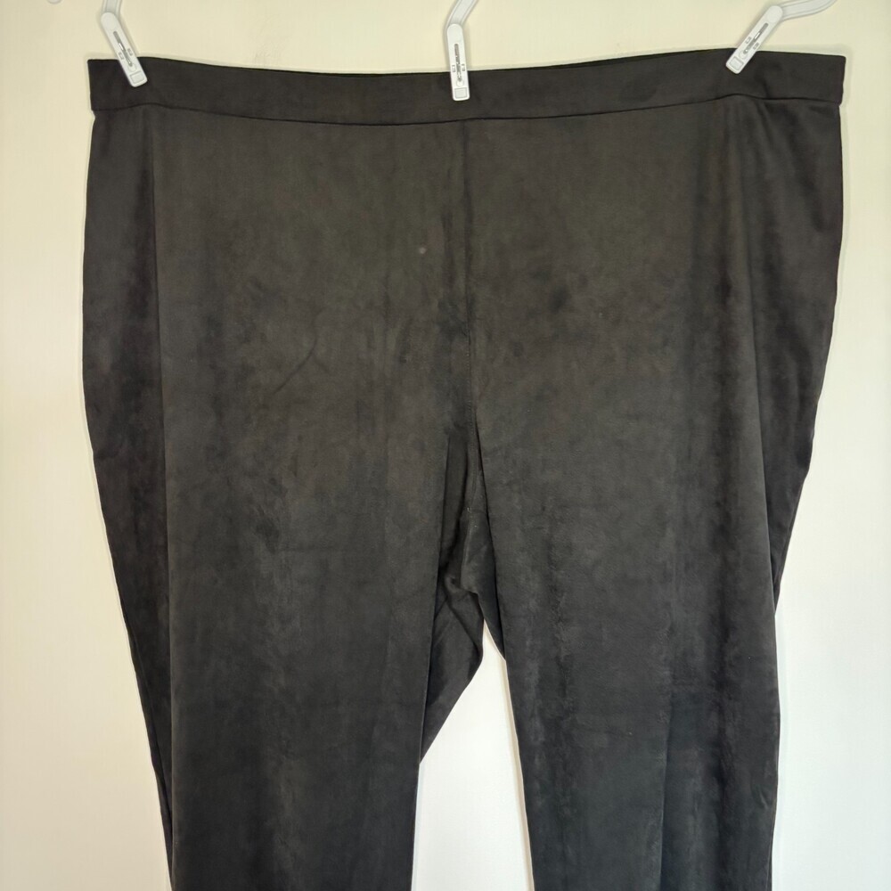Susan Graver Weekend Prem Stretch PullOn Slim-Leg Pant Faux Suede Women 3X Black